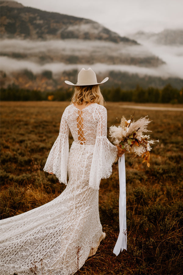 Cowgirl Country Style Long Dresses Boho Wedding Cowgirl Country