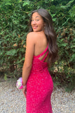 Mermaid Glitter One-Shoulder Backless Prom Dress With Sequins  PSK386-Pgmdress