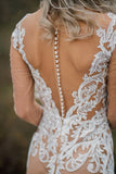 Mermaid Long Sleeves Bohemian Wedding Dresses With Appliques WD696-Pgmdress