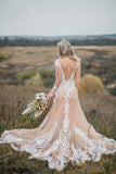 Mermaid Long Sleeves Bohemian Wedding Dresses With Appliques WD696-Pgmdress