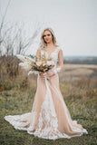 Mermaid Long Sleeves Bohemian Wedding Dresses With Appliques WD696-Pgmdress