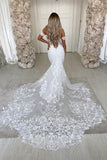 Mermaid Off The Shoulder Bohemian Wedding Dress With Court Train-Pgmdress