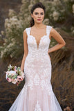 Mermaid Off the Shoulder Appliques Lace Tulle Vintage Wedding Dress-Pgmdress