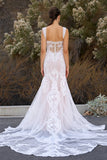 Mermaid Off the Shoulder Appliques Lace Tulle Vintage Wedding Dress-Pgmdress