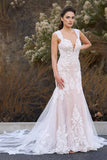 Mermaid Off the Shoulder Appliques Lace Tulle Vintage Wedding Dress-Pgmdress