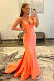 Mermaid Orange Tight Long Prom Dress Formal Gown PSK541