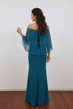 Mermaid Peacock Blue Beaded Mother of the Bride Dress with 3D Flower-Pgmdress