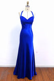 Mermaid Pleated Bodice Satin Royal Blue Prom Dress Formal Dress-Pgmdress