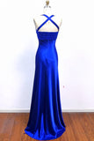 Mermaid Pleated Bodice Satin Royal Blue Prom Dress Formal Dress-Pgmdress