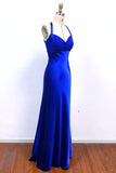 Mermaid Pleated Bodice Satin Royal Blue Prom Dress Formal Dress-Pgmdress