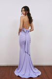 Mermaid Plunge Neck Pink Open Back Long Prom Dress Party Dress-Pgmdress