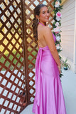 Mermaid Plunge Neck Pink Open Back Long Prom Dress Party Dress-Pgmdress