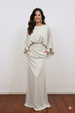 Mermaid Ruched Burgundy Mother of the Bride Dress with Sleeves-Pgmdress