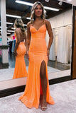 Mermaid Spaghetti Straps Lace Up Tight Prom Dress With Split  PSK442-Pgmdress