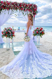 Mermaid Spaghetti Straps Lace Wedding Dress Beach Bridal Gown WD642