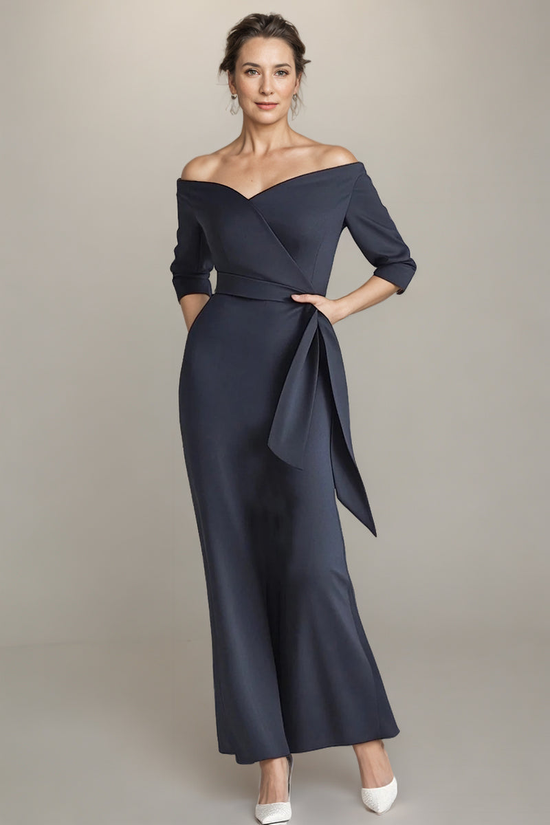 Mermaid Strapless Navy Blue Mother of The Bride Dress-Pgmdress