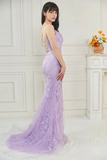 Mermaid Straps Corset Lilac Long Prom Dress Formal Dress-Pgmdress