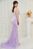 Mermaid Straps Corset Lilac Long Prom Dress Formal Dress-Pgmdress