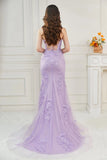 Mermaid Straps Corset Lilac Long Prom Dress Formal Dress-Pgmdress