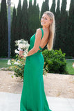 Mermaid V-neck Open Back Yellow Long Prom Dress Party Dress-Pgmdress
