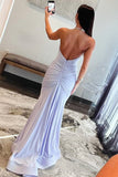 Mermaid Halter Neckline Sheath Sky Blue Long Prom Dress PSK636-Pgmdress
