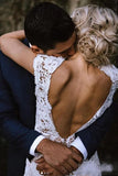 Mermaid Lace Ivory Cap Sleeves Boho Wedding Dress Bridal Gown WD783-Pgmdress