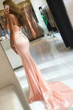 Mermaid Spaghetti Straps Sweep Train Pink Prom Dress PG725-Pgmdress