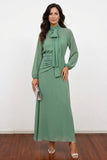 
Modest Chiffon High Neck A Line Sage Green Mother of the Bride Dress-Pgmdress