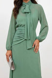 Modest Chiffon High Neck A Line Sage Green Mother of the Bride Dress-Pgmdress