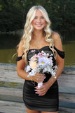 Off Shoulder Sweetheart Pleats Tight Homecoming Dress Party Dress-Pgmdress