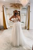 Off Shoulder Sweetheart Lace Appliques Modest Wedding Dress WD666