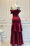 Off The Shoulder Beading Burgundy Red Prom Dress Party Dress-Pgmdress