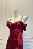 Off The Shoulder Beading Burgundy Red Prom Dress Party Dress-Pgmdress