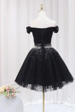 Off The Shoulder Beading Homecoming Dress Tulle Short Prom Dress  PD468-Pgmdress