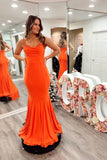 Orange Mermaid Spandex Prom Dresses Strap Formal Dress PSK536-Pgmdress