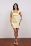 Pink Satin Cross Back Ruched Bust Homecoming Dress Graduation Dress-Pgmdress