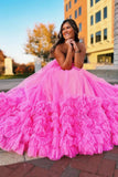Pink Sweetheart Tulle Long Prom Dresses Princess Dresses PSK475-Pgmdress