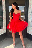 Princess A Line Strapless Corset Homecoming Dress with Appliques-Pgmdress