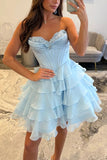 Princess A Line Strapless Corset Homecoming Dress with Appliques-Pgmdress
