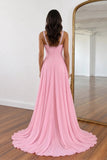 Princess Halter Chiffon Floor-Length Prom Dresses with Rhinestones-Pgmdress