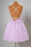 Princess Straps Appliques Lavender Homecoming Dress Party Dress-Pgmdress