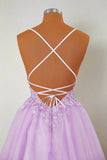 Princess Straps Appliques Lavender Homecoming Dress Party Dress-Pgmdress