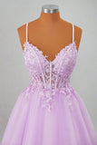 Princess Straps Appliques Lavender Homecoming Dress Party Dress-Pgmdress