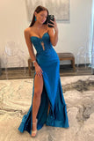 Royal Blue Strapless Mermaid Prom Dresses Evening Dresses PSK509