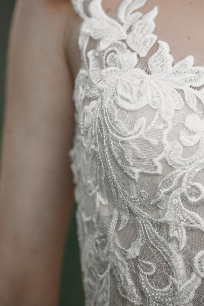 Rustic Wedding Dress Forest Bridal Gown with Floral Lace Applique