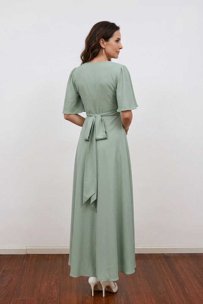 sage green flutter sleeve dress Celine Flutter Sleeve Sage Flower Girl Dress