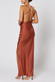 Sexy Burgundy Spaghetti Straps Sleeveless Bridesmaid Dress BD109-Pgmdress