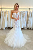 Sexy Mermaid Sweetheart Strapless Sleeveless Wedding Dress Bridal Gown-Pgmdress