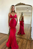 Sexy Spaghetti Straps Red Sheath Prom Formal Dress PSK490