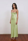 Straps Green Embroidery Floral Applique Bridesmaid Dress Prom Dress-Pgmdress
